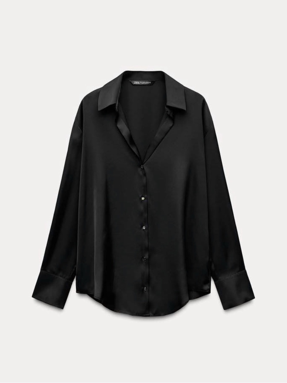 ZARA Basic satin button up blouse top